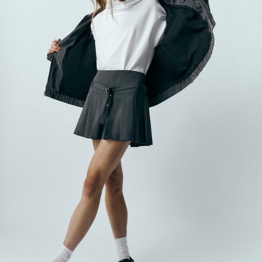 Zara Dark Gray Pleated Skort